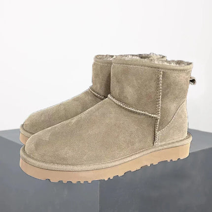 Womens Boots, Sheepskin Boots with Genuine Sheepskin Lining and Suede Upper, Womens Winter Boots with Mini Platform