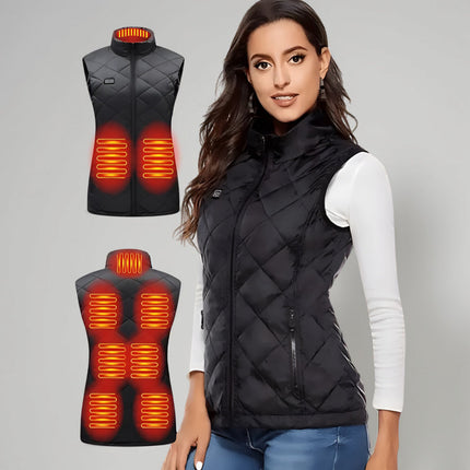 Women's Heated Vest with 9 Heating Zones | Slim Fit Electric Gilet for Outdoor Warmth