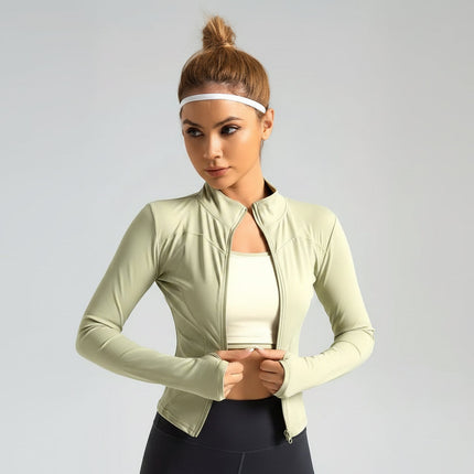 Womens Yoga Jacket with Zip-Up Design for Comfort | Stretch Fit Long Sleeve Workout Top