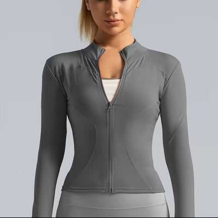 Womens Yoga Jacket with Zip-Up Design for Comfort | Stretch Fit Long Sleeve Workout Top