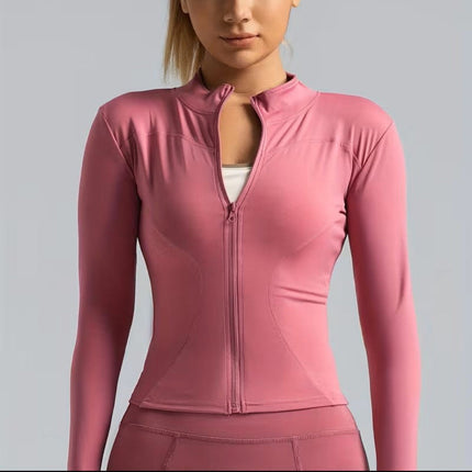 Womens Yoga Jacket with Zip-Up Design for Comfort | Stretch Fit Long Sleeve Workout Top