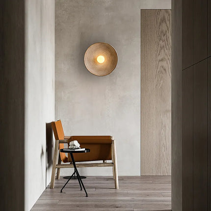 Handcrafted Wood Wall Sconce with LED Illumination | Modern Rustic Lighting for Ambient Home Decor