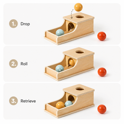Wooden Object Permanence Box Toy with Engaging Cause and Effect Play | Fine Motor Skills Development for Toddlers