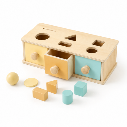 Wooden Object Permanence Box Toy with Engaging Cause and Effect Play | Fine Motor Skills Development for Toddlers