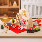 Wooden Toys Farm Animal Set, Toy Farm Animals with Barn Carry Case, Farm Animal Toys for Toddler Pretend Play_00