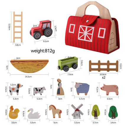 Wooden Farm Travel Set with Barn Case | Portable Imaginative Play for Toddlers