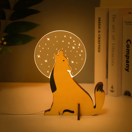 Wooden Animal Table Lamp with Gentle LED Glow | Cute Kids Room Decor for Bedtime Relaxation