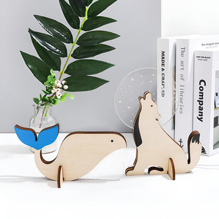 Wooden Animal Table Lamp with Gentle LED Glow | Cute Kids Room Decor for Bedtime Relaxation