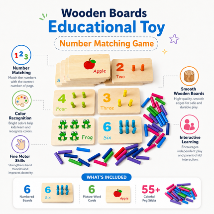 Wooden Number Matching Board Game for Kids | Engaging Math Learning Toy for Early Development