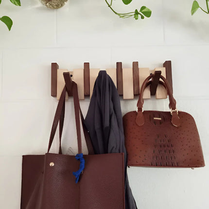 Wooden Piano Coat Rack with 6 Hooks | Stylish Wall Organizer for Coats and Hats in Compact Spaces