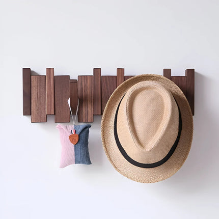 Wooden Piano Coat Rack with 6 Hooks | Stylish Wall Organizer for Coats and Hats in Compact Spaces