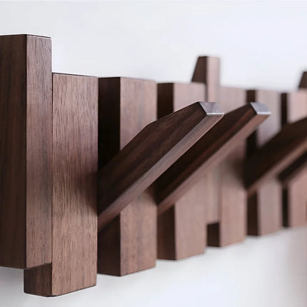 Wooden Piano Coat Rack with 6 Hooks | Stylish Wall Organizer for Coats and Hats in Compact Spaces