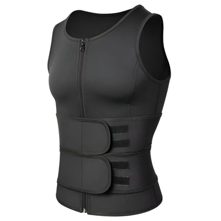 Neoprene Workout Vest for Men with Adjustable Dual Belts | Front Zipper for Secure Fit During Gym and Fitness Training