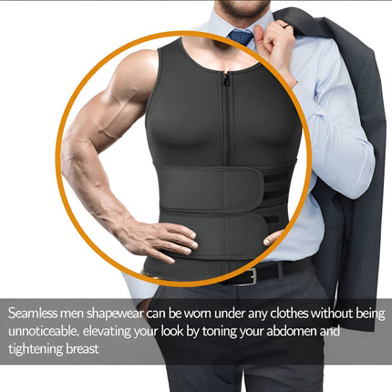 Neoprene Workout Vest for Men with Adjustable Dual Belts | Front Zipper for Secure Fit During Gym and Fitness Training