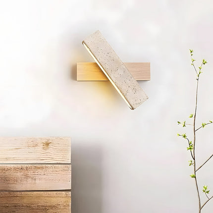 Travertine Wall Light with Integrated LED | Modern Minimalist Design for Cozy Ambient Lighting