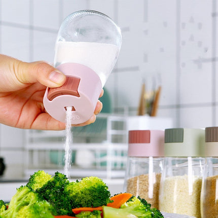 Seasoning Dispenser Jars, Airtight Spice Shakers with Measuring Twist Cap for Salt and Sugar, Set of 4