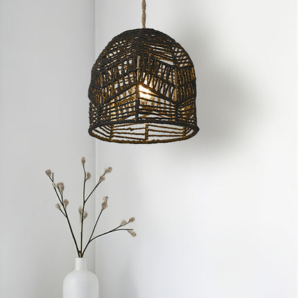 Handwoven Rope Pendant Shade with Natural Paper Design | Rustic Light Fixture for Soft Ambient Glow