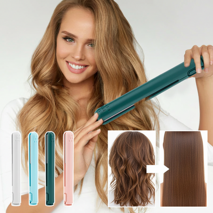Cordless Mini Hair Straightener and Curling Iron with Ceramic Plates | Portable 2-in-1 Styling Tool for Effortless Hair Looks