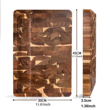 Acacia Wood Cutting Board with End Grain Design | Durable Chopping Block with Juice Groove for Easy Meal Prep