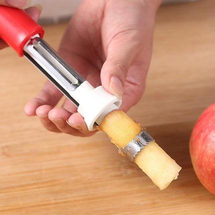 Fruit Peeler and Corer, 2-in-1 Apple Coring Tool with Ergonomic Handle for Quick Fruit and Vegetable Prep, 2 Colours