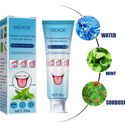 Tongue Cleaner Set - Cleansing Gel & Ergonomic Brush, Fresh Breath