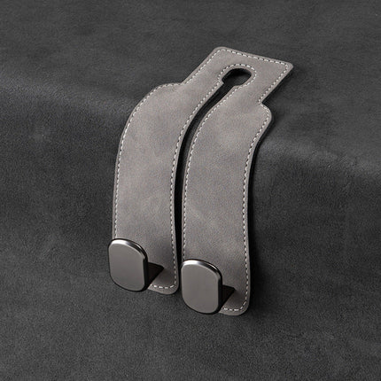 Car Headrest Hooks with Easy Hook-On Installation, Grocery Bag and Handbag Hangers in Brown, Black or Gray
