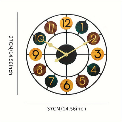 Colourful Metal Wall Clock with Silent Quartz Movement | Retro Design for Stylish Home Decor