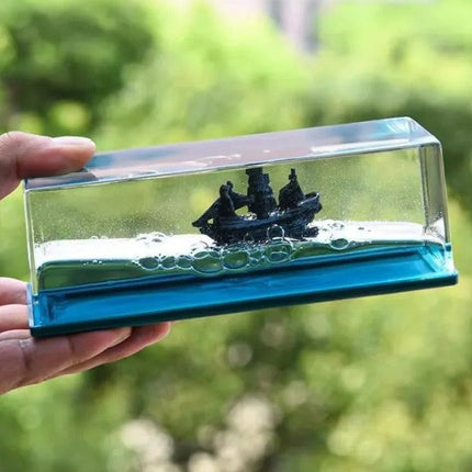 Unsinkable Pirate Ship Ornament - Self-Righting Liquid Wave Decor
