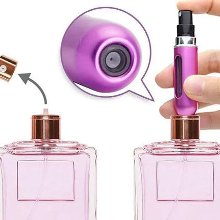 Travel Perfume Atomizer 8ml, Refillable Bottom Fill Spray Bottle for Purse, Pocket and Carry On
