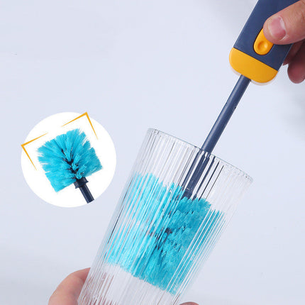 Bottle and Cup Cleaning Brush Set, Silicone Cup Mouth Brush and Twisted Groove Brush, Hanging Quick-Dry Design, Blue or Grey
