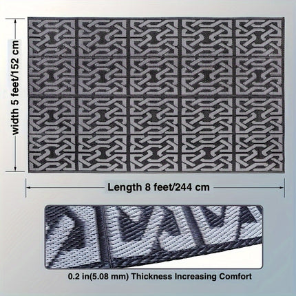 Reversible Outdoor Rug with Modern Geometric Design | Lightweight & Easy-Clean Mat for Patios and RVs