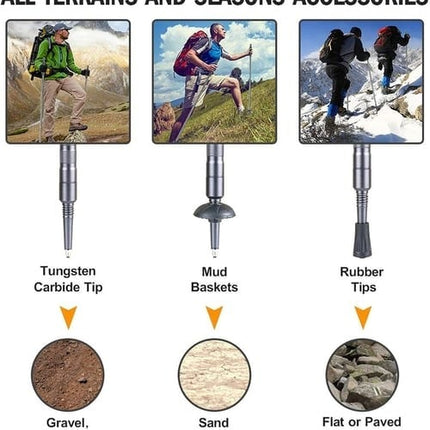 Walking Sticks for Hiking, Adjustable Hiking Stick with Hidden Survival Kit