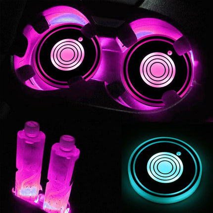 LED Car Cup Holder Coaster, Touch Control Interior Light with 7 Colors and 17 Modes, Rechargeable