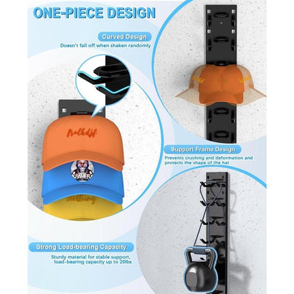 Wall Mounted Hat Rack 2 Pack, Hat Organizer for Baseball Caps