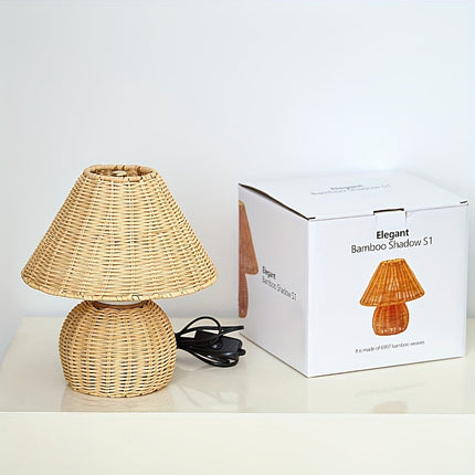 Bamboo Woven Desk Lamp with Handcrafted Shade | USB-Powered Ambient Light for Relaxing Spaces