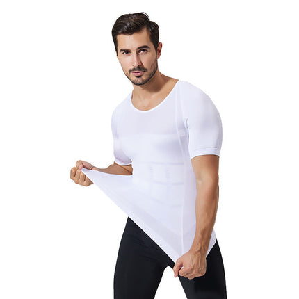 Compression Undershirt for Men, Seamless Slimming Base Layer in Breathable Stretch Fabric, Sizes M to 2XL