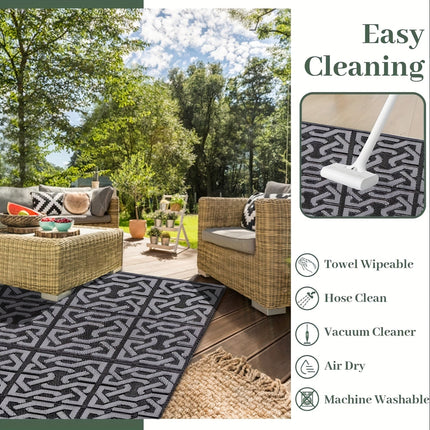 Reversible Outdoor Rug with Modern Geometric Design | Lightweight & Easy-Clean Mat for Patios and RVs
