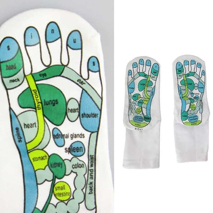 Foot Massage Guide Socks with Printed Sole Diagram, Breathable Moisture Wicking Cotton Socks for Home or Salon Use