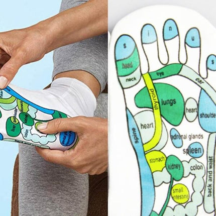Foot Massage Guide Socks with Printed Sole Diagram, Breathable Moisture Wicking Cotton Socks for Home or Salon Use