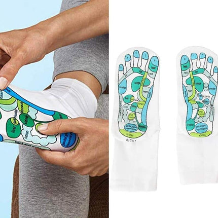 Foot Massage Guide Socks with Printed Sole Diagram, Breathable Moisture Wicking Cotton Socks for Home or Salon Use