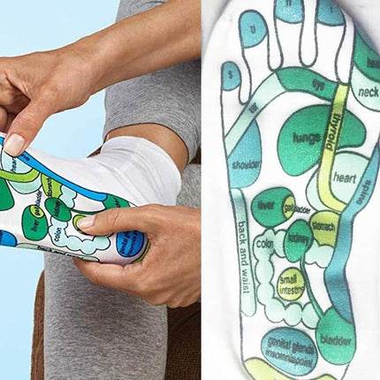 Foot Massage Guide Socks with Printed Sole Diagram, Breathable Moisture Wicking Cotton Socks for Home or Salon Use