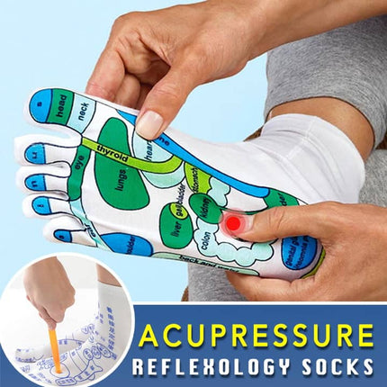 Foot Massage Guide Socks with Printed Sole Diagram, Breathable Moisture Wicking Cotton Socks for Home or Salon Use