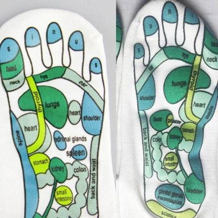 Foot Massage Guide Socks with Printed Sole Diagram, Breathable Moisture Wicking Cotton Socks for Home or Salon Use
