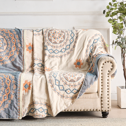 Mandala Boho Throw Blanket with Woven Fabric Design | Stylish Room Accent for Sofas and Beds