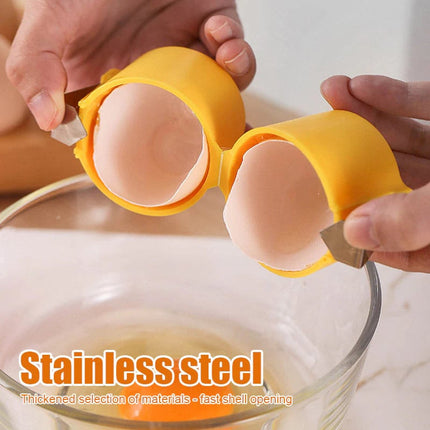 Egg Cracker Handheld, Egg Cracking Tool with Stainless Steel Press Plate