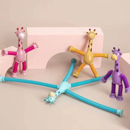 Giraffe Fidget Toy Set with Bendy Twistable Arms and Legs, Battery Free Travel Fidget Toys for Kids and Adults