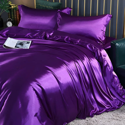Antibacterial Silk Duvet Cover Set with Reversible Design | Breathable Comfort for Restful Sleep