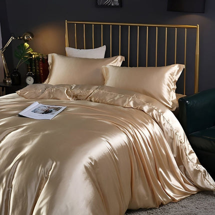 Antibacterial Silk Duvet Cover Set with Reversible Design | Breathable Comfort for Restful Sleep