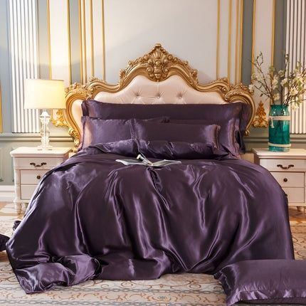 Antibacterial Silk Duvet Cover Set with Reversible Design | Breathable Comfort for Restful Sleep
