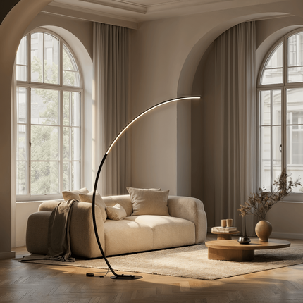 Arc Floor Lamp with Adjustable LED Reading Light | Modern Minimalist Design for Cozy Ambiance